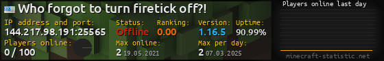 Userbar 560x90 with online players chart for server 144.217.98.191:25565