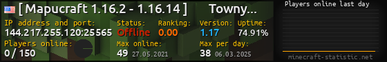 Userbar 560x90 with online players chart for server 144.217.255.120:25565