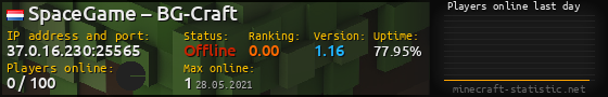 Userbar 560x90 with online players chart for server 37.0.16.230:25565