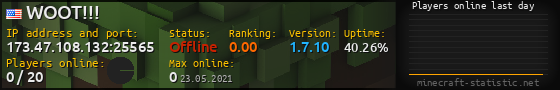 Userbar 560x90 with online players chart for server 173.47.108.132:25565
