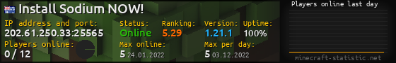 Userbar 560x90 with online players chart for server 202.61.250.33:25565