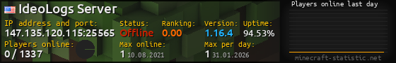Userbar 560x90 with online players chart for server 147.135.120.115:25565