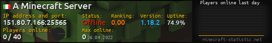 Userbar 560x90 with online players chart for server 151.80.7.166:25565