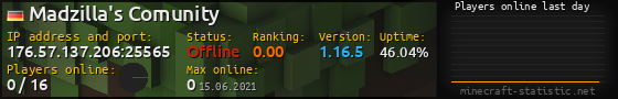 Userbar 560x90 with online players chart for server 176.57.137.206:25565