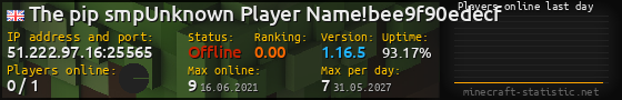 Userbar 560x90 with online players chart for server 51.222.97.16:25565
