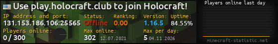 Userbar 560x90 with online players chart for server 131.153.186.106:25565