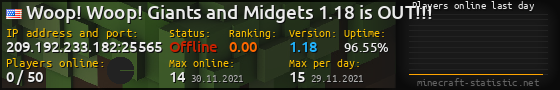 Userbar 560x90 with online players chart for server 209.192.233.182:25565