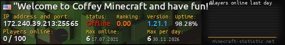 Userbar 560x90 with online players chart for server 172.240.39.213:25565