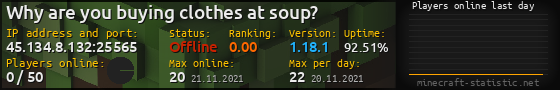 Userbar 560x90 with online players chart for server 45.134.8.132:25565