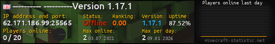 Userbar 560x90 with online players chart for server 62.171.186.99:25565