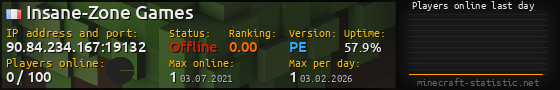 Userbar 560x90 with online players chart for server 90.84.234.167:19132