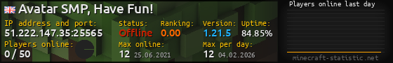 Userbar 560x90 with online players chart for server 51.222.147.35:25565