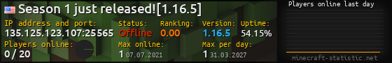 Userbar 560x90 with online players chart for server 135.125.123.107:25565