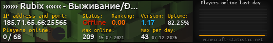 Userbar 560x90 with online players chart for server 185.71.65.66:25565