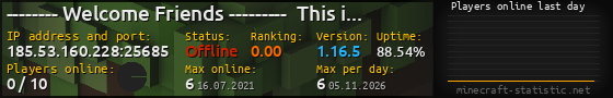 Userbar 560x90 with online players chart for server 185.53.160.228:25685