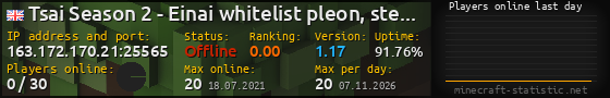 Userbar 560x90 with online players chart for server 163.172.170.21:25565