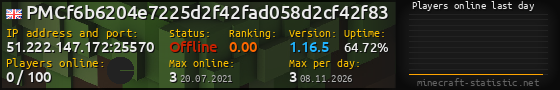 Userbar 560x90 with online players chart for server 51.222.147.172:25570