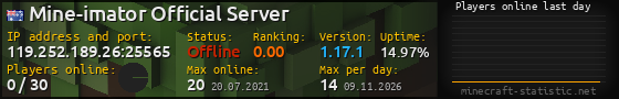 Userbar 560x90 with online players chart for server 119.252.189.26:25565