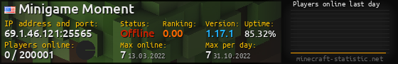 Userbar 560x90 with online players chart for server 69.1.46.121:25565