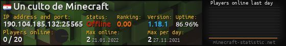 Userbar 560x90 with online players chart for server 190.104.185.132:25565