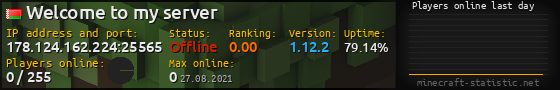 Userbar 560x90 with online players chart for server 178.124.162.224:25565