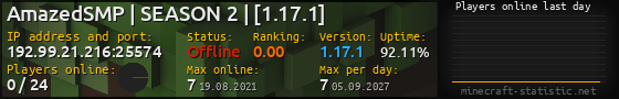 Userbar 560x90 with online players chart for server 192.99.21.216:25574
