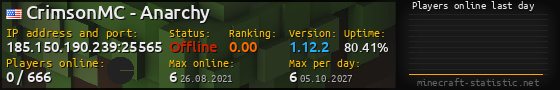 Userbar 560x90 with online players chart for server 185.150.190.239:25565