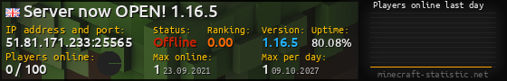 Userbar 560x90 with online players chart for server 51.81.171.233:25565