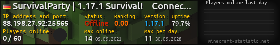 Userbar 560x90 with online players chart for server 88.198.27.92:25565