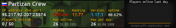 Userbar 560x90 with online players chart for server 95.217.92.207:25576