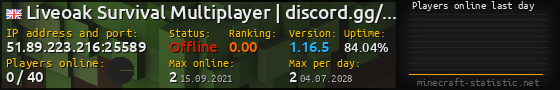 Userbar 560x90 with online players chart for server 51.89.223.216:25589