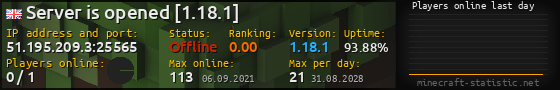 Userbar 560x90 with online players chart for server 51.195.209.3:25565