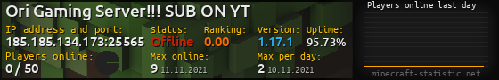 Userbar 560x90 with online players chart for server 185.185.134.173:25565