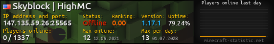 Userbar 560x90 with online players chart for server 147.135.59.26:25565
