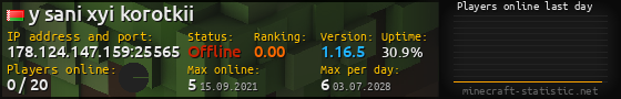 Userbar 560x90 with online players chart for server 178.124.147.159:25565