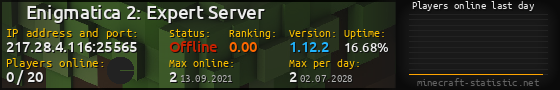 Userbar 560x90 with online players chart for server 217.28.4.116:25565