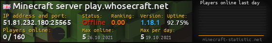 Userbar 560x90 with online players chart for server 51.81.232.180:25565