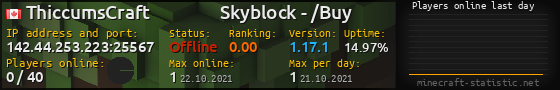 Userbar 560x90 with online players chart for server 142.44.253.223:25567
