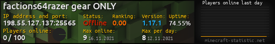 Userbar 560x90 with online players chart for server 198.55.127.137:25565