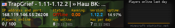 Userbar 560x90 with online players chart for server 168.119.146.55:26208
