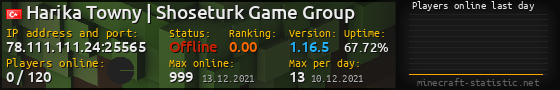 Userbar 560x90 with online players chart for server 78.111.111.24:25565