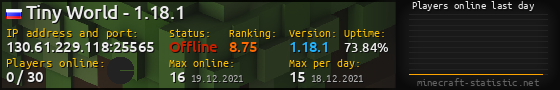 Userbar 560x90 with online players chart for server 130.61.229.118:25565