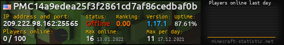 Userbar 560x90 with online players chart for server 209.222.98.162:25565