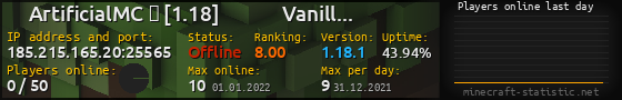 Userbar 560x90 with online players chart for server 185.215.165.20:25565