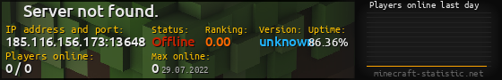 Userbar 560x90 with online players chart for server 185.116.156.173:13648