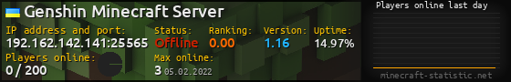 Userbar 560x90 with online players chart for server 192.162.142.141:25565