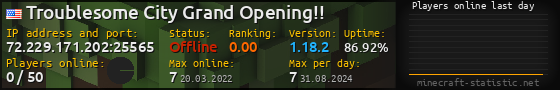 Userbar 560x90 with online players chart for server 72.229.171.202:25565