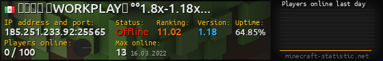 Userbar 560x90 with online players chart for server 185.251.233.92:25565