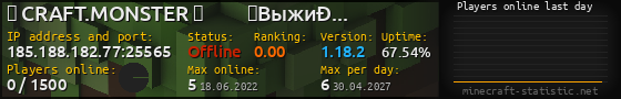 Userbar 560x90 with online players chart for server 185.188.182.77:25565