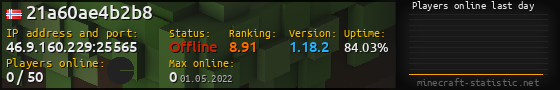 Userbar 560x90 with online players chart for server 46.9.160.229:25565